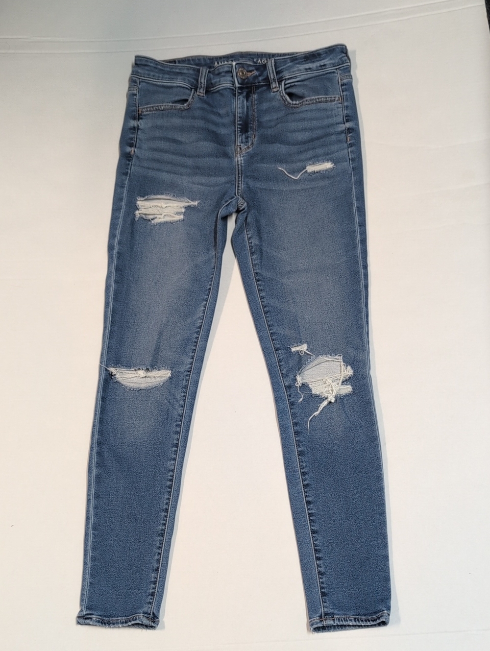 American Eagle Distressed High -Rise Jegging Blue Women's Skinny Jeans Size 8